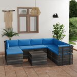 vidaXL Salon palette de jardin 8 Pièces avec coussins Bois de pin massif