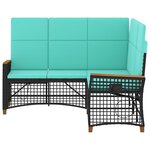 vidaXL Ensemble de canapés inclinables de jardin Noir et turquoise