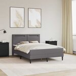 vidaXL Cadre de lit avec bandes LED Gris 140 x 190 cm Simili cuir