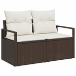vidaXL Ensemble de canapé de jardin avec coussin 8 Pièces Marron et crème