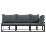 vidaXL Mobilier de jardin avec coussin 3 Pièces Noir Aluminium