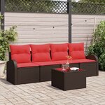 vidaXL Ensemble de canapé de jardin Marron 55 x 55 x 37 cm polyrotin