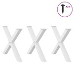 vidaXL Pieds de table à manger en forme de X  3 pièces  blanc  90 x (72-73) cm  acier