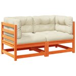 vidaXL Salon de jardin 2 Pièces avec coussins cire marron bois pin massif