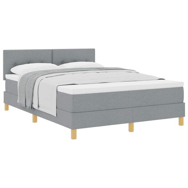 vidaXL Lit à ressorts avec matelas Gris clair 160 x 200 cm tissu