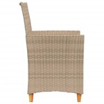 vidaXL Chaises de jardin coussins lot de 2 beige résine tressée bois