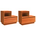 vidaXL Cabinet de chevet avec tiroir 2 Pièces Marron cire 60 x 34 x 51 cm