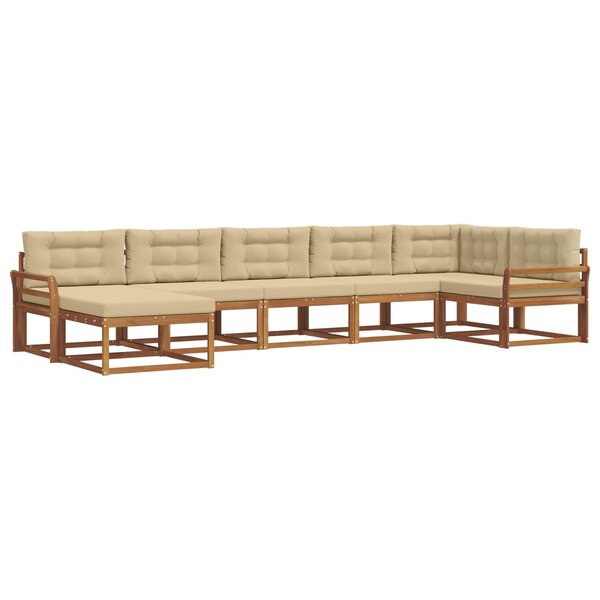 vidaXL Ensemble de canapés d'extérieur 7 pc Naturel et Beige