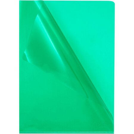 Pochette à ouverture en L de qualité supérieure, A4, transparente et grainée, PVC, vert, 302 x 217 mm, paquet de 10 (paquet 10 unités)