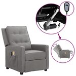 vidaXL Fauteuil électrique de massage Gris clair Tissu