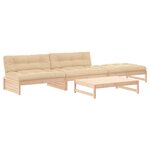 vidaXL Salon de jardin 4 Pièces avec coussins bois massif