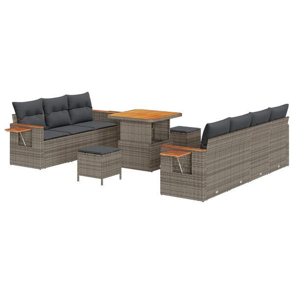 vidaXL Ensemble de canapé de jardin 10 Pièces Gris polyrotin