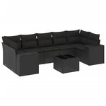 vidaXL Salon de jardin 8 Pièces avec coussins noir résine tressée
