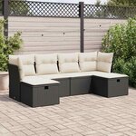 vidaXL Salon de jardin 6 Pièces avec coussins noir résine tressée
