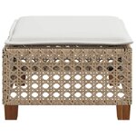 vidaXL Tabouret de jardin et coussin beige 63 5x56x32cm résine tressée