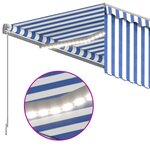 vidaXL Auvent automatique store capteur de vent LED 4 5x3 m Bleu blanc