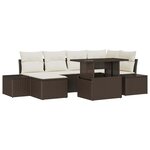 vidaXL Ensemble de canapé de jardin avec coussin 7 Pièces Marron et crème