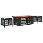 vidaXL Ensemble de salle à manger pour jardin 4 Pièces Noir et Crème
