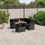 vidaXL Salon de jardin 5 Pièces avec coussins noir résine tressée