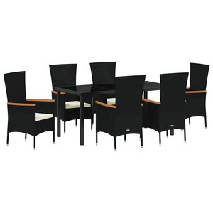 vidaXL Ensemble de salle à manger pour jardin 7 Pièces Noir Poly rotin