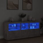 vidaXL Buffet avec lumières LED gris béton 162x37x67 cm