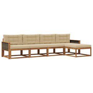 vidaXL Ensemble de canapés d'extérieur 5 Pièces Naturel et Beige