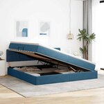 vidaXL Lit de Rangement avec matelas Bleu foncé 200 x 200 cm Velours