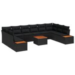 vidaXL Ensemble de canapé de jardin 11 Pièces Noir 344 x 209 x 85 cm