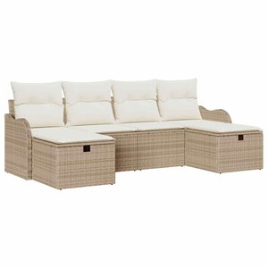 vidaXL Ensemble de canapé de jardin 6 Pièces Beige Poly rotin