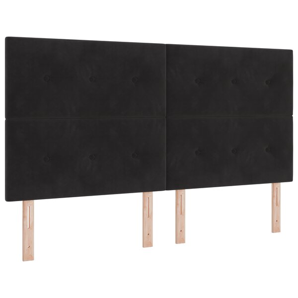 vidaXL Lit à ressorts avec matelas noir 180 x 200 cm en velours