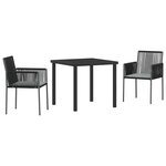 vidaXL Ensemble de salle à manger pour jardin 3 Pièces Noir Poly rotin