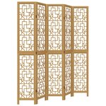 vidaXL Cloison de séparation 5 panneaux marron bois paulownia massif