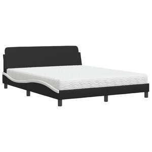 vidaXL Lit avec matelas Dover noir et blanc 160x200 cm similicuir
