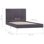 vidaXL Cadre de lit Gris Tissu 90x200 cm