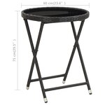 vidaXL Table à thé Noir 60 cm Résine tressée et verre trempé