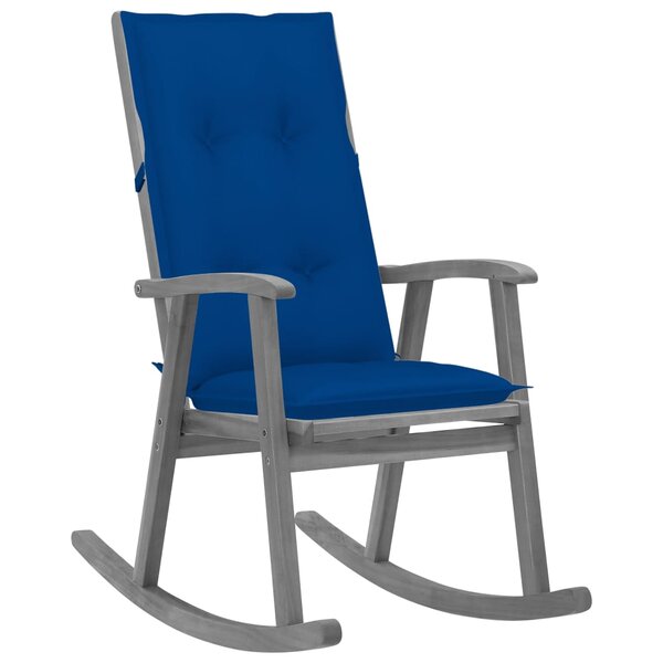 vidaXL Chaise à bascule avec coussins Gris Bois d'acacia massif