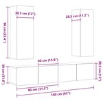vidaXL Set de meubles TV mural en chêne noir  4 pièces en bois d'ingénierie