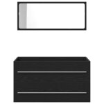 Cabinet de lavabo vidaXL avec miroir Chêne noir 90x45x1 5 cm Bois d'ingénierie