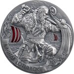 RAGNAR LOTHBROK The Way to Valhalla 2 Oz Silver Coin 2000 Francs Cameroon 2024