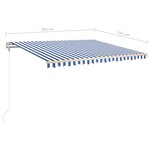 vidaXL Auvent manuel rétractable avec poteaux 4 5x3 5 m Bleu et blanc