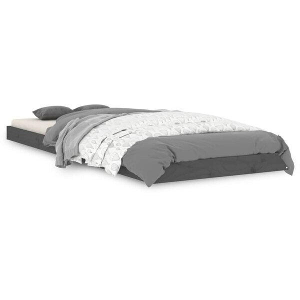 vidaXL Cadre de lit sans matelas gris 75x190 cm bois de pin massif