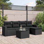vidaXL Salon de jardin 6 Pièces avec coussins noir résine tressée