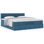 vidaXL Cadre de lit ottoman avec matelas bleu foncé 200x200 cm velours