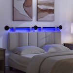 vidaXL Tête de lit suspendue Avec lumière LED Blanc Tissu