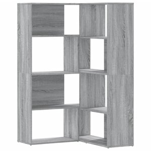 vidaXL Bibliothèque d'angle à 4 niveaux sonoma gris bois d'ingénierie