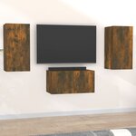 vidaXL Ensemble de meubles TV 3 Pièces Chêne fumé Bois d'ingénierie