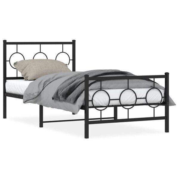 vidaXL Cadre de lit métal sans matelas avec pied de lit noir 90x190 cm