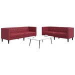 vidaXL Ensemble de canapés Chesterfield 2Pièces rouge bordeaux similicuir