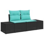 vidaXL Ensemble de canapé de jardin avec coussin 9 Pièces Noir Poly rotin