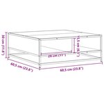 vidaXL Table basse chêne sonoma 60 5x60 5x30cm bois d'ingénierie/métal